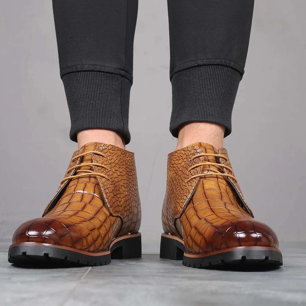 New Style Men Casual Shoes for Outwear Solid Color Plus Size Autumn Genuine Leather Boots