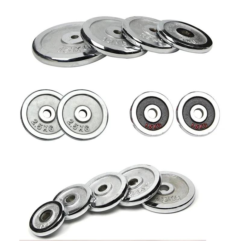 Wholesale Gym Equipment Fitness Power Training Chrome Coated Case Iron Weight Plates Barbell Dumbbell Cast Iron Weight Plate
