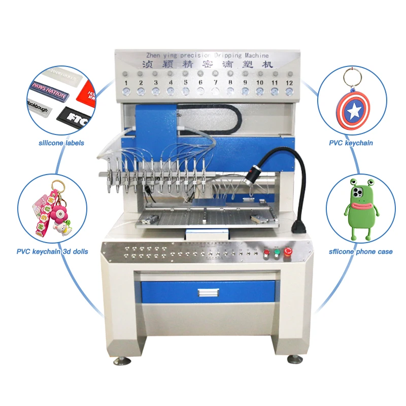 Soft 3D Pvc Plastic Keychain Dripping Rubber Patches Label Liquid Silicone Dripping Molding Machine