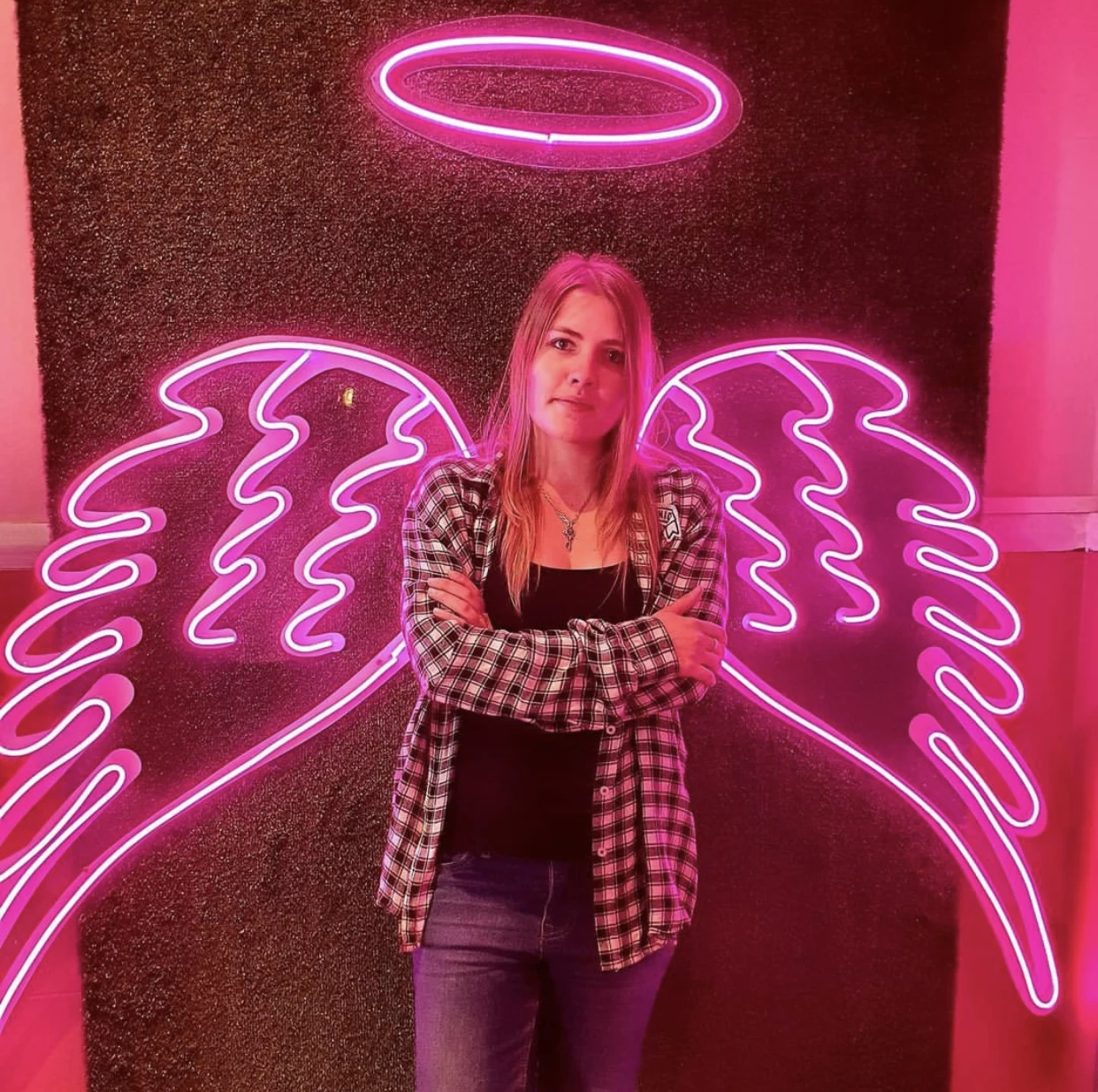 Пользовательские неоновые огни Крылья ангела с гало настенное крепление фото реквизит неоновые крылья знак
