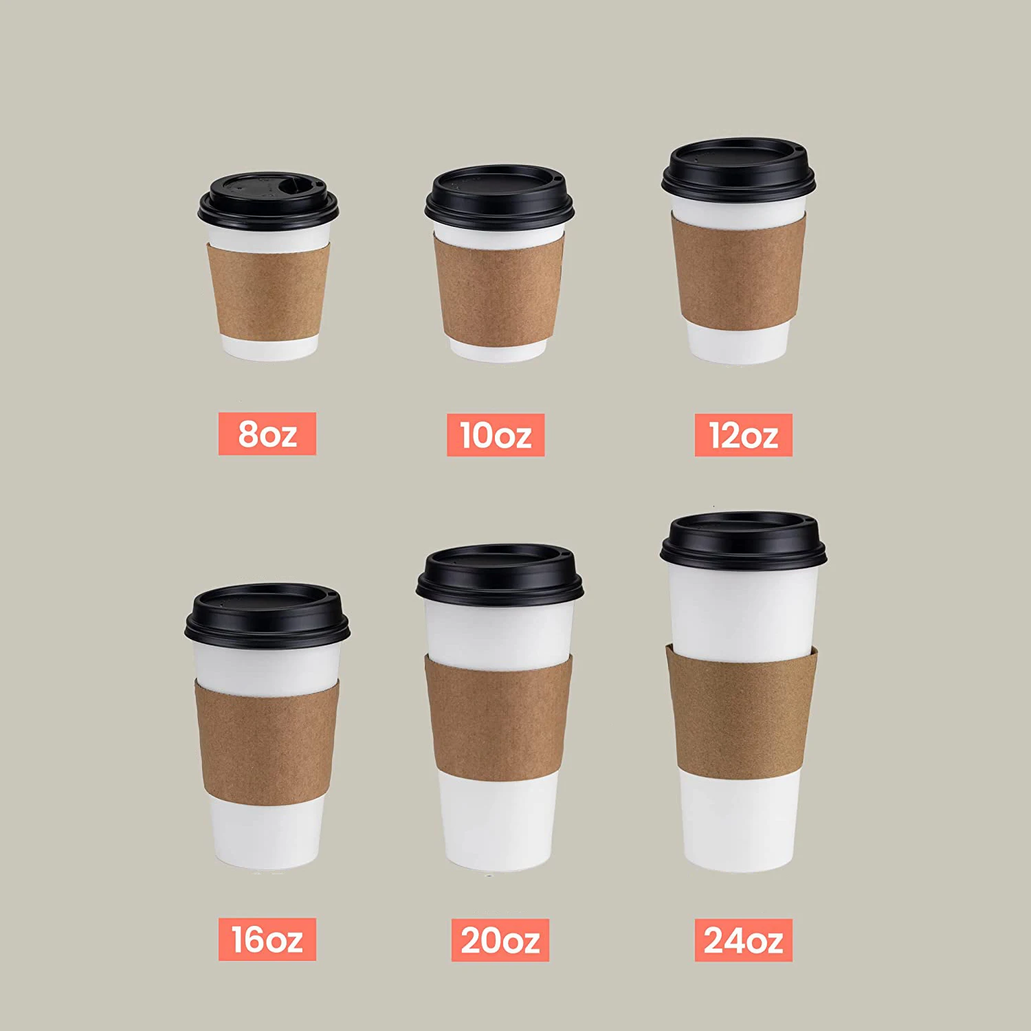 Eco Paper Coffee Cups With Sugar Cane Lid 12oz 16 Oz Hot Beverage Disposable Paper Coffee Cup