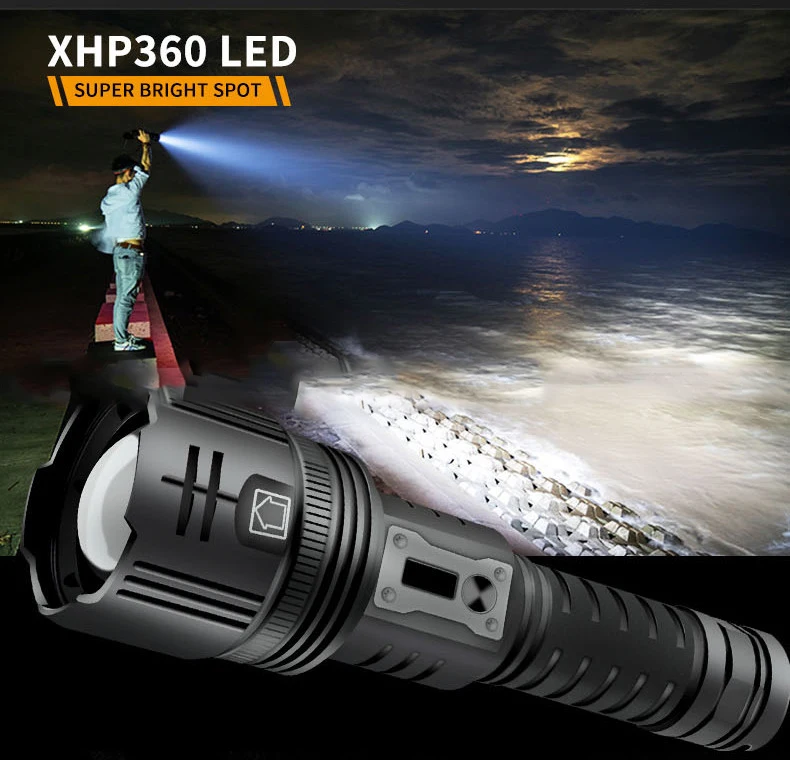 XHP360 3400 Lumens Torch Super Bright Waterproof Led Rechargeable Zoomable Tactical Torch Flashlights for Camping Outdoor factory