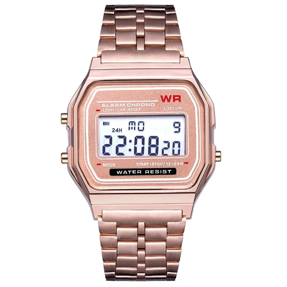 Alarm Digital Watches Mens 2018 Hot Alloy Ultra Thin Led Fashion