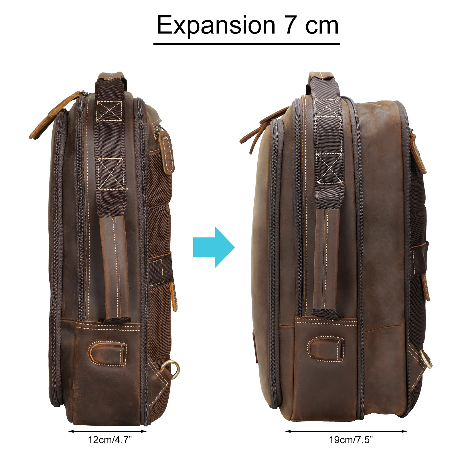 Wholesale Custom Genuine Cow Leather Backpack for 15.6 Inch Laptop