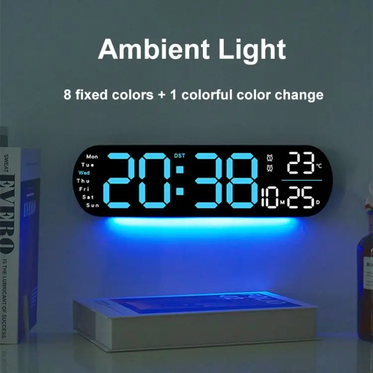 YIZHI Smart Night Light Indoor Temperature Large LED Display Battery Desk Alarm Clock Bedroom Home Decor Digital Wall Clock