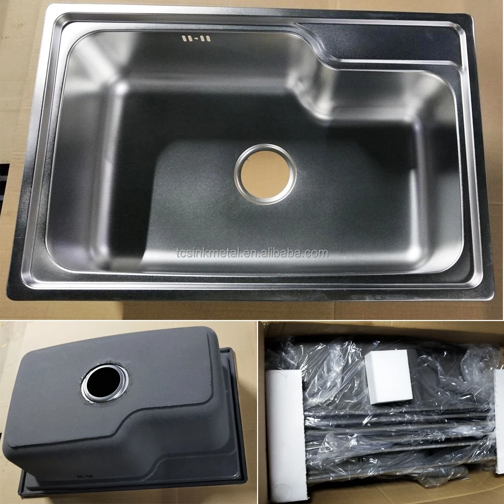 680x450mm Pakistan Design Rectangular Above Counter Stainless Steel Single Bowl Kitchen Sink Without Faucet