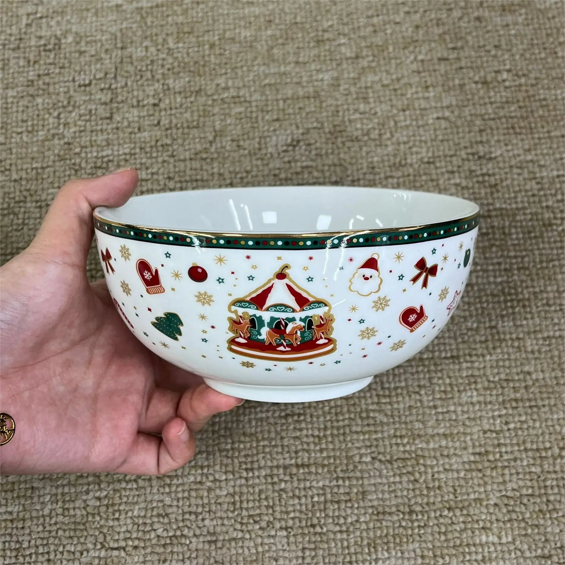 Cheerful Christmas Amusement Park Themed Porcelain Ceramics Bowls