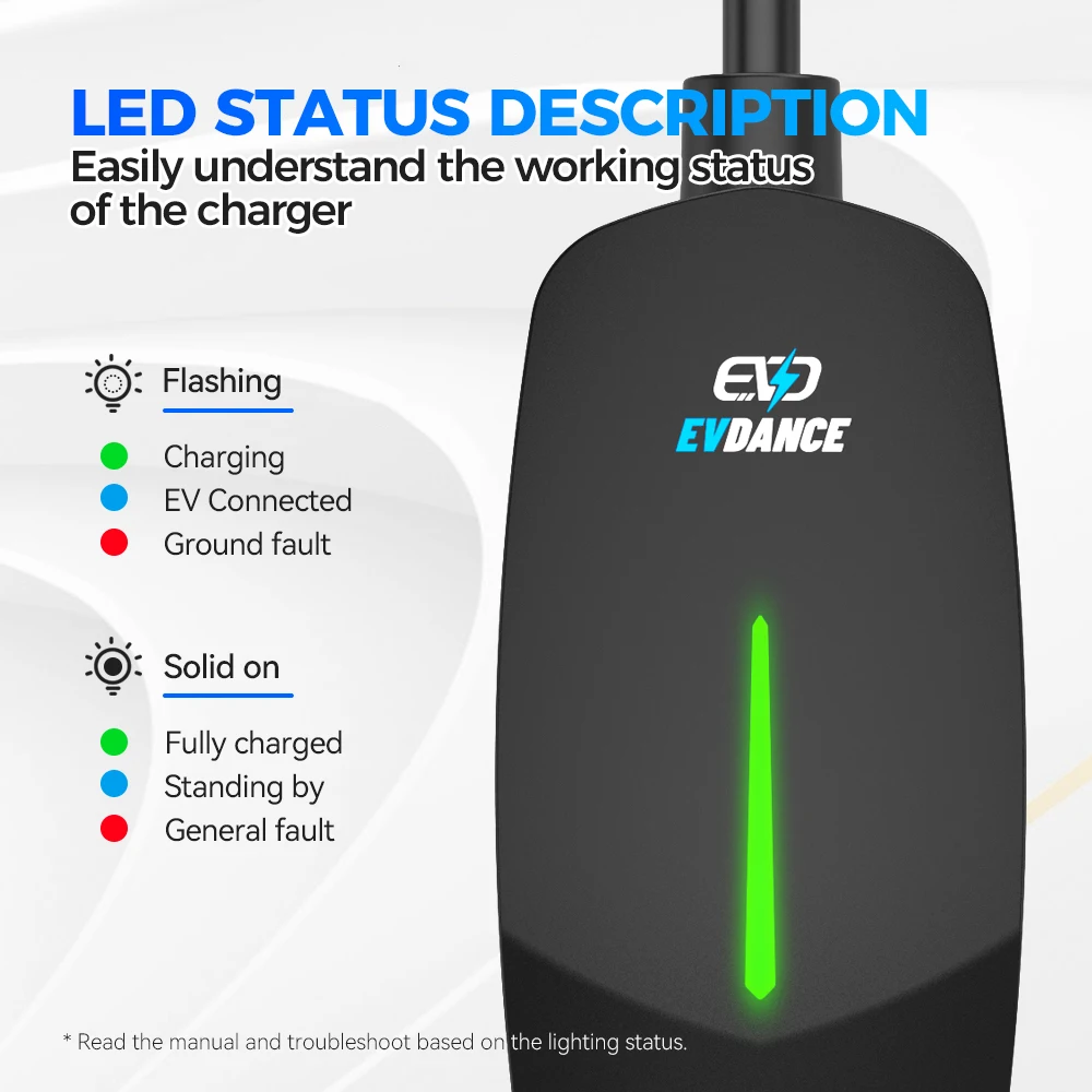 EVDANCE Type 2 16A Electric Vehicle Car Home Charging Station Commercial AC Portable EV Charger for Cars