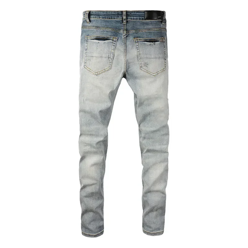 Wholesale High Quality Ripped Jeans Stacked Skinny Men Jeans Pants 2023