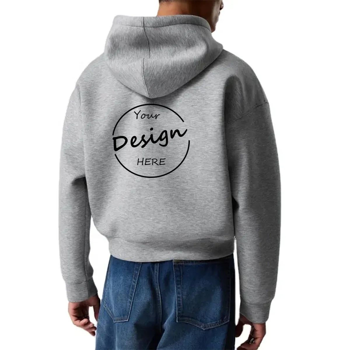 JL2425B Manufacturers 500GSM Drop Shoulder Cropped Boxy Cropped Hoodie Zip up Boxy Fit Gray Hoodie Men