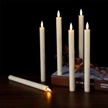 Long Plastic LED Candle Stick Pack Of 6 Flameless Led Candles With Remote Control 10-key Flameless battery operated Candles