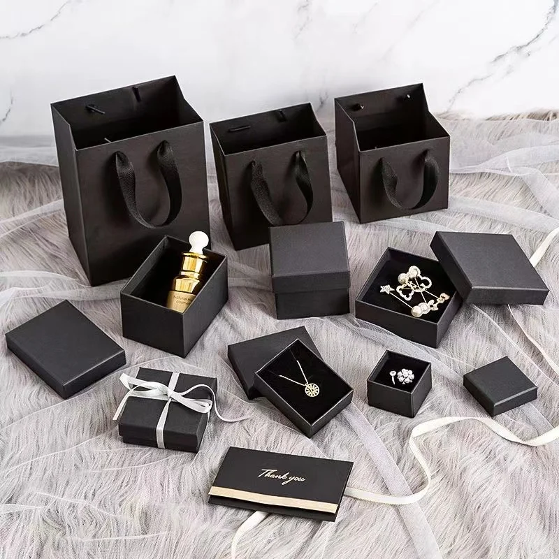 Wholesale Custom Luxury  Jewelry Set Packing Box for Earrings Necklace Ring Packaging With Bag details
