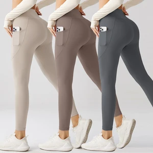 High Waist Tummy Control Breathable Exercise Leggings Fitness Buttery Soft Fabric Custom Logo Leggings With Pockets Size XL XXL