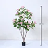 Pink hydrangea tree, 150cm tall (145 leaves, 20 flowers)