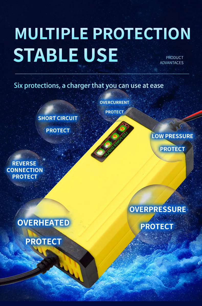 Factory Wholesale12v2A  Smart 12V 6AH-100AH Battery Charger for Cars and Motorcycles for Lead-Acid Batteries manufacture