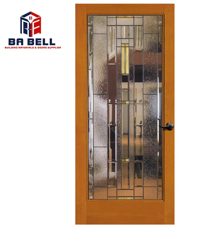 French  Style Water Resistant Simple Design  Frosted Pantry Door with Glass Custom Swing Single Double  Doors