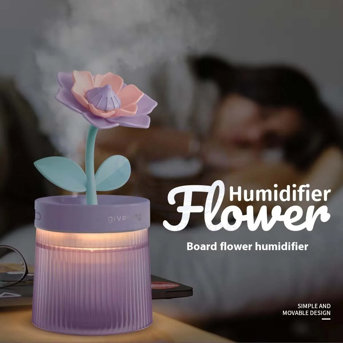 Flowers air Humidifier Small Spray Hydration Home Bedroom Desktop Portable Car USB Aromatherapy Machine 2