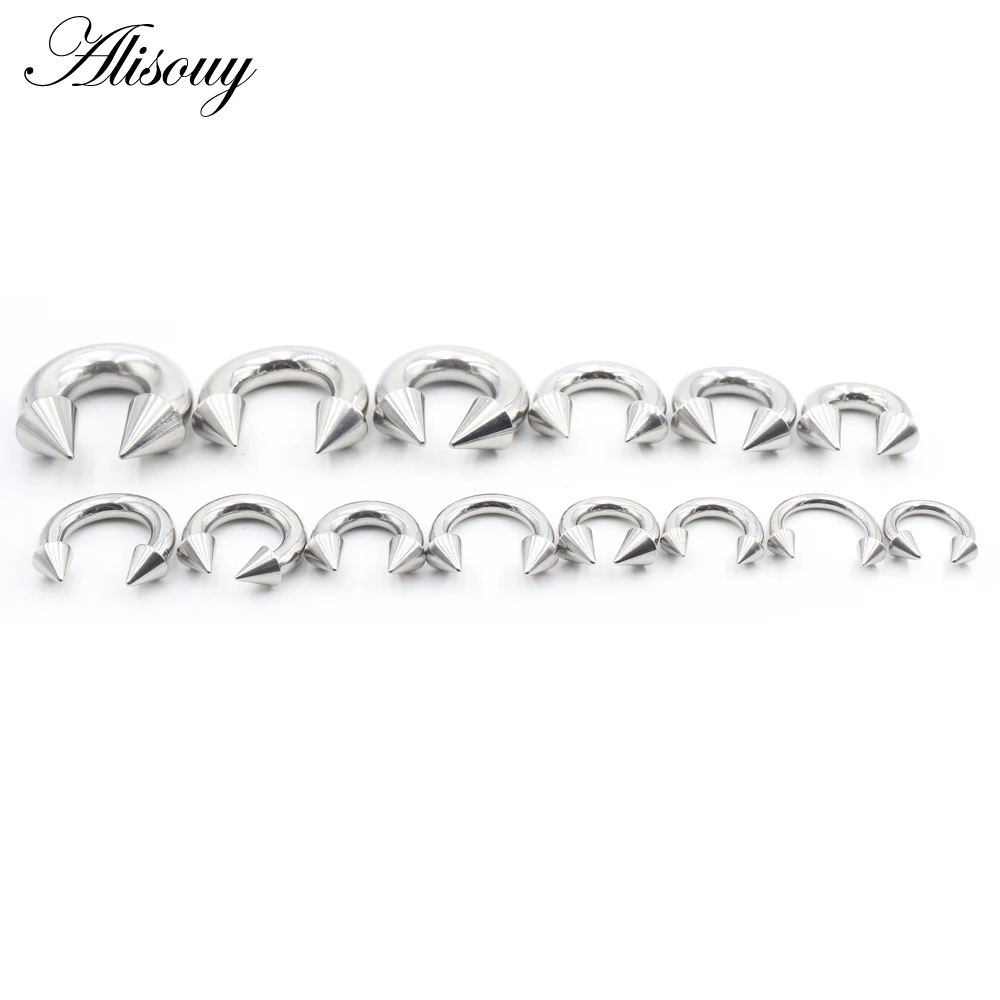 Alisouy 1pc Big Large Size Captive Spike Nose Ring Ear Plug Expander Guauge Male Genital BCR Hoop Earrings Piercing Body Jewelry