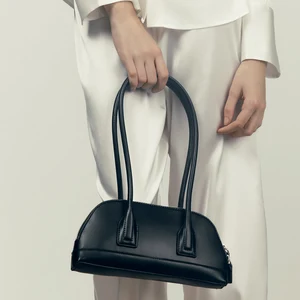 Custom PU Black Leather Fashion Ladies Top Handle Shoulder Bag Handbag Purse for Women