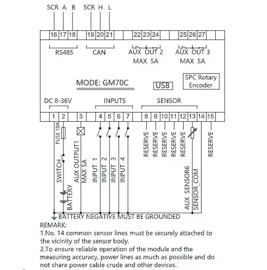 Mebay Engine Controller Digital Panel Meter Gauge GM70C Fuel Level Battery Voltage Oil Temperature