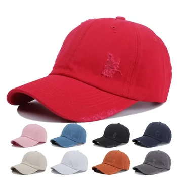 Wholesales Custom Patch Cheap Distressed 6 Panel Dad Hat Washed Embroidery Adjustable Baseball Caps for Man