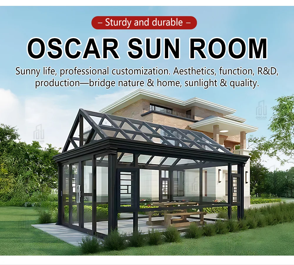 Glass Sun Room with Triangle Roof Tempered Glass Waterproof Design Easy ...