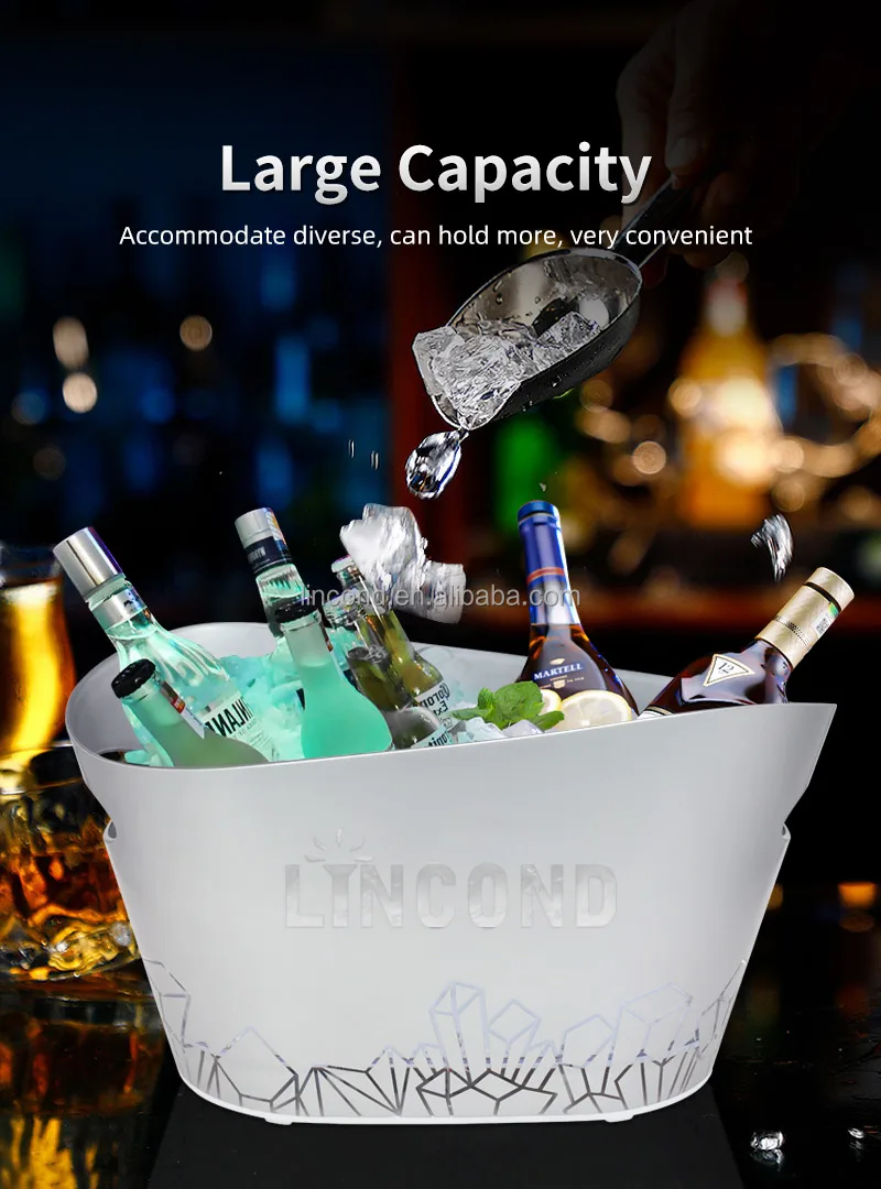 Plastic Large Champagne Wine Ice Bucket,Multi Colors Changing Led Ice