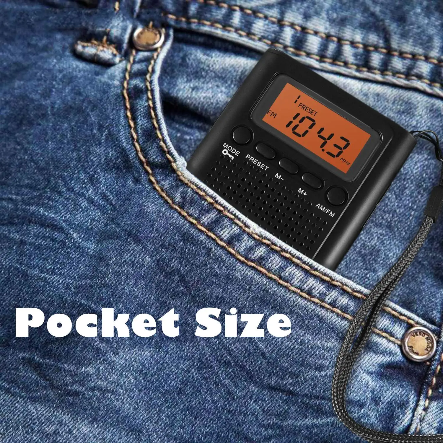Cheap Mini Pocket LCD Digital Stereo AM FM DSP Radio Receiver with Lanyard Hand Rope