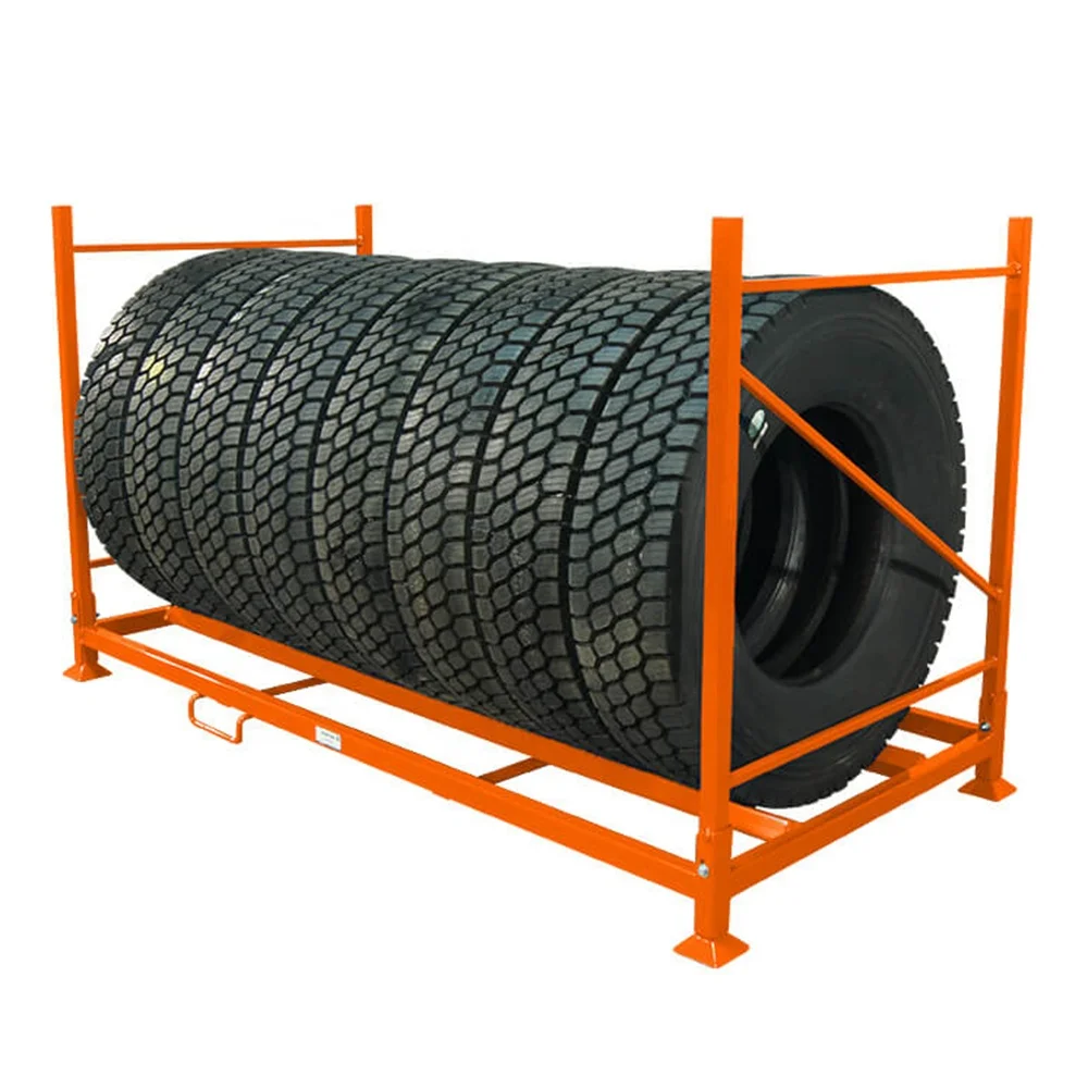 Customized Space-Saving Storage Foldable Steel Stacking Tyre Racks and Stackers for Truck Tires Lorry Tyres