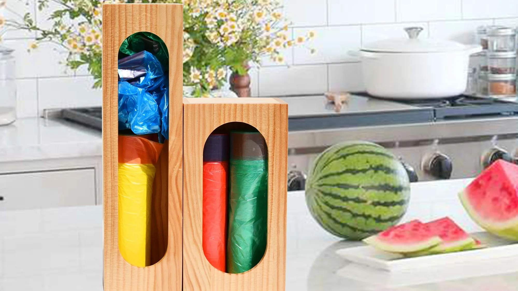 2pc Pine Wood Ziplock Bag Storage Organizer,Baggie Holder Compatible