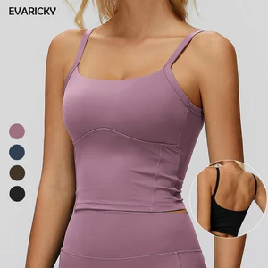 Evaricky High Support Running Sports Crop Tops Breathable Women Lightweight Yoga Vest Workout Clothes Gym Fitness Tank Top Front