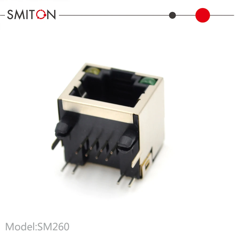 8P8C 8Pin PCB Shield RJ45 Connector Ethernet Jack with LED