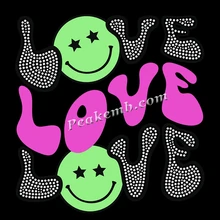 Newest Custom Bling Love Halloween Glow in the Dark Rhinestone Transfer for Clothing