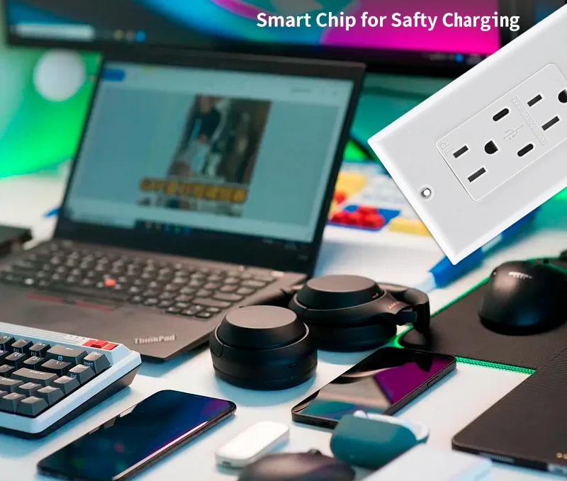 Us 15a High Speed Usb Fast Charger Socket 5v 3.6a Plug Double Type C