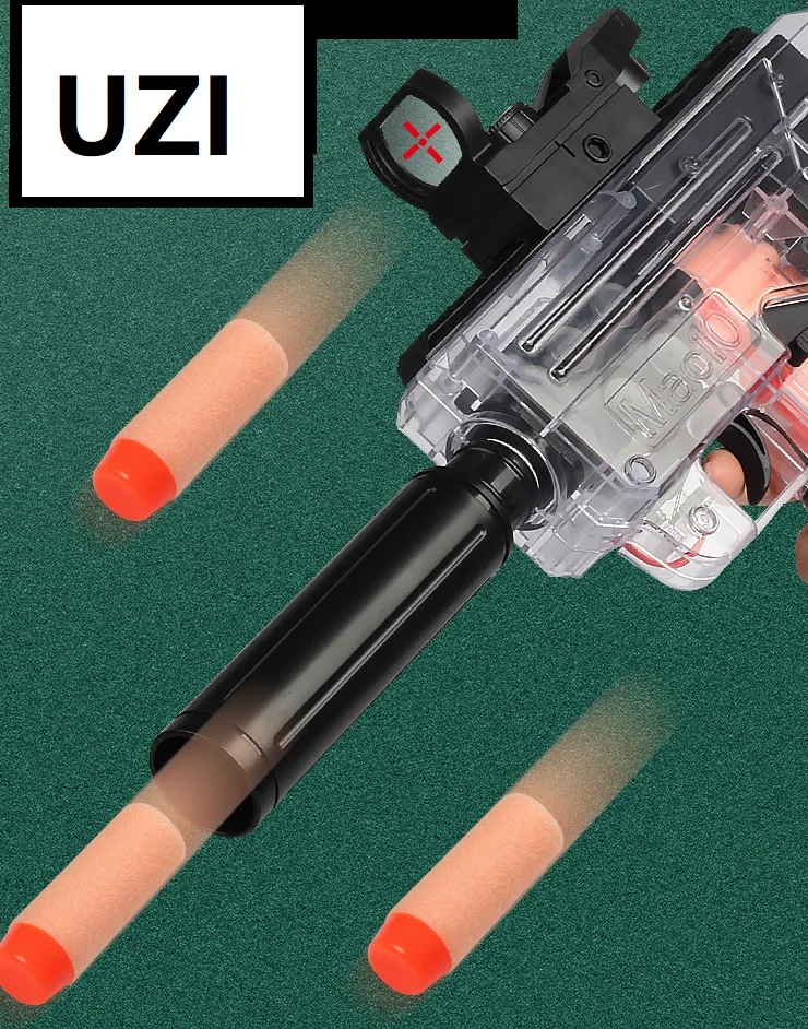 Sponge Projectile Electric Continuous Uzi Soft Projectile Gun Launch Suction Cup Sponge ...