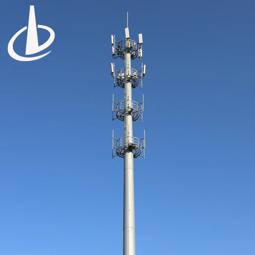 Galvanized 5G Cellphone Wifi  Single Tube Pipe  Telecommunication  tower Steel Monopole Tower  communication manufacture