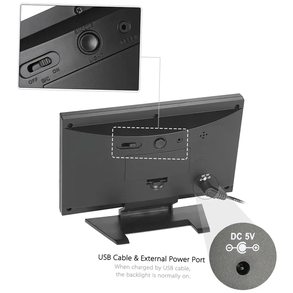 Home Desktop LCD Clock with Voice Control Thermometer Hygrometer Multi Functional Digital Table Clock Weather Station Clock