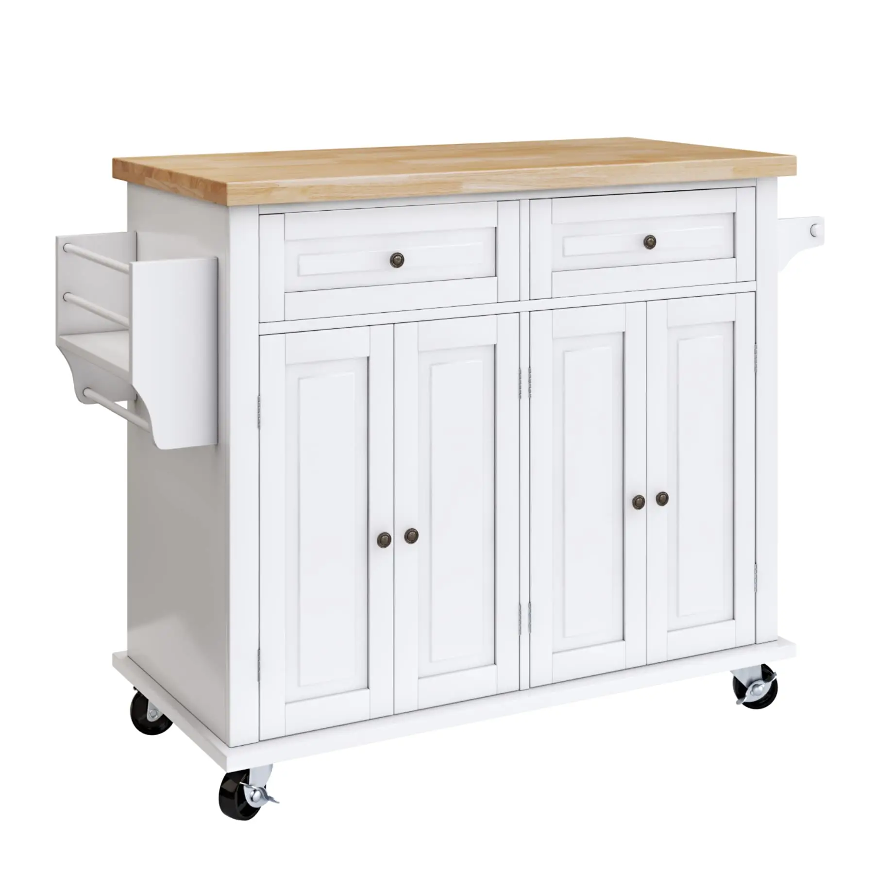 Kitchen Island on Wheels with Storage Cabinets Rolling Kitchen Island ...