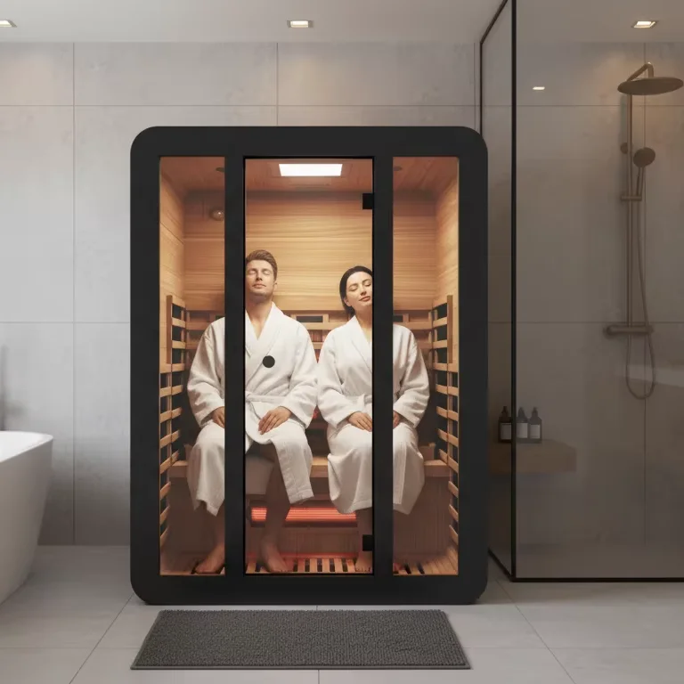 New Model Factory Direct Sale Far Infrared Sauna Room for 2 Person with Red Light Therapy Lamps