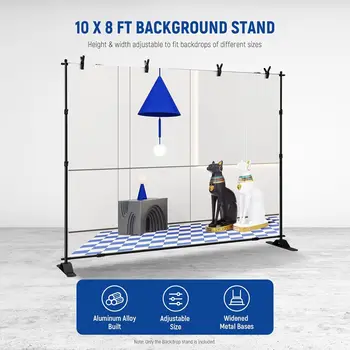 NEEWER Backdrop Stand Heavy Duty with Widened Bases, 10x8ft Background Stand with 4 Crossbars, 2 Telescopic Poles, 4 Spring detail image