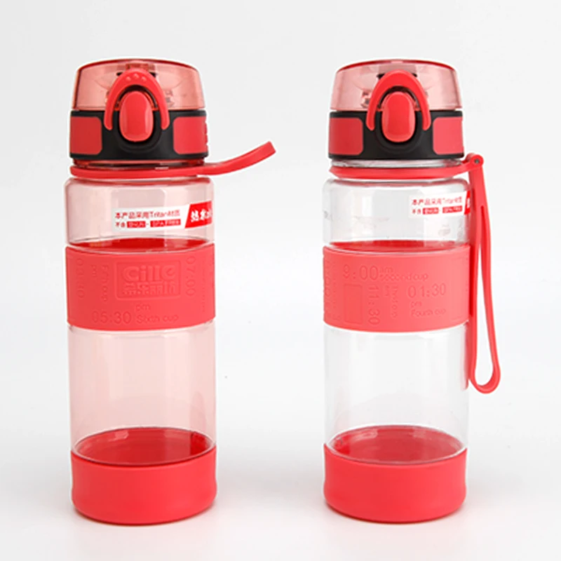 Cille 470ml Tritan Water Bottle BPA Free Sports Drinking Water Bottle With  One Touch Lid Soft Silicone Handle Plastic Bottle