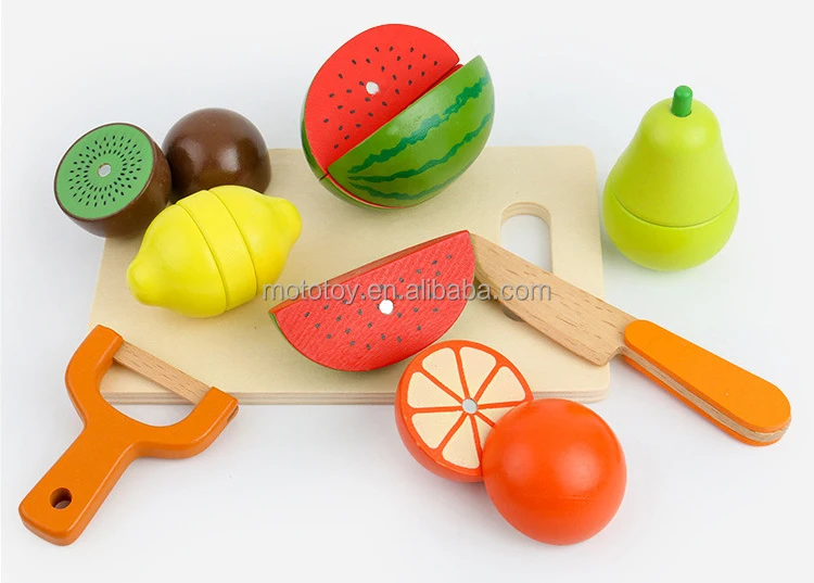 Wooden Toys For 2 Year Old Pretend Role Play Food Set For Kids Cutting