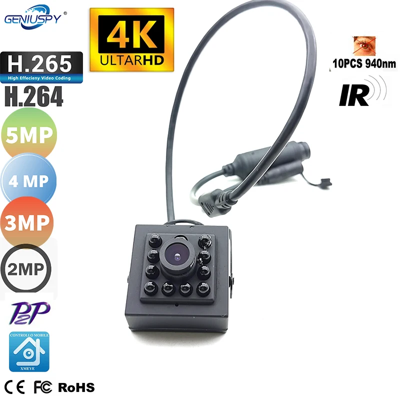 4K Ultra HD 8MP IP Camera Indoor H.265 Mini Small CCTV Night Vision IR 940Nm POE Security Camera Inside Birdcage Robert Machine