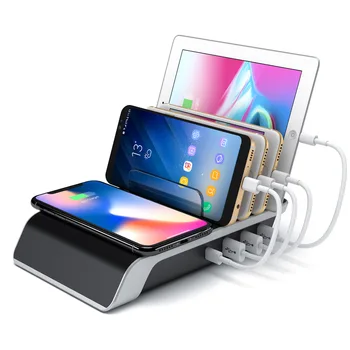 Multi-function USB Fast Charger 4 Ports USB Fast Charging Station with Quick Charge And 10W Max Qi Wireless Charging
