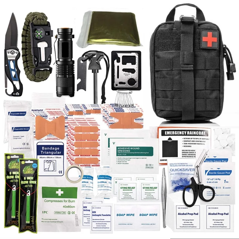 250 Pieces Camping First Aid Kit IFAK Molle System Outdoor Survival Gear Emergency Kit