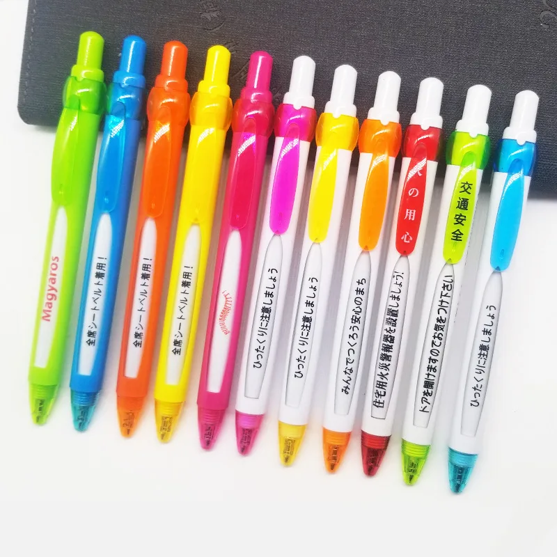 Custom Logo Retractable Window Message Ballpoint Pen Factory Direct Sale Retractable Window Pen with Rotated Custom Message