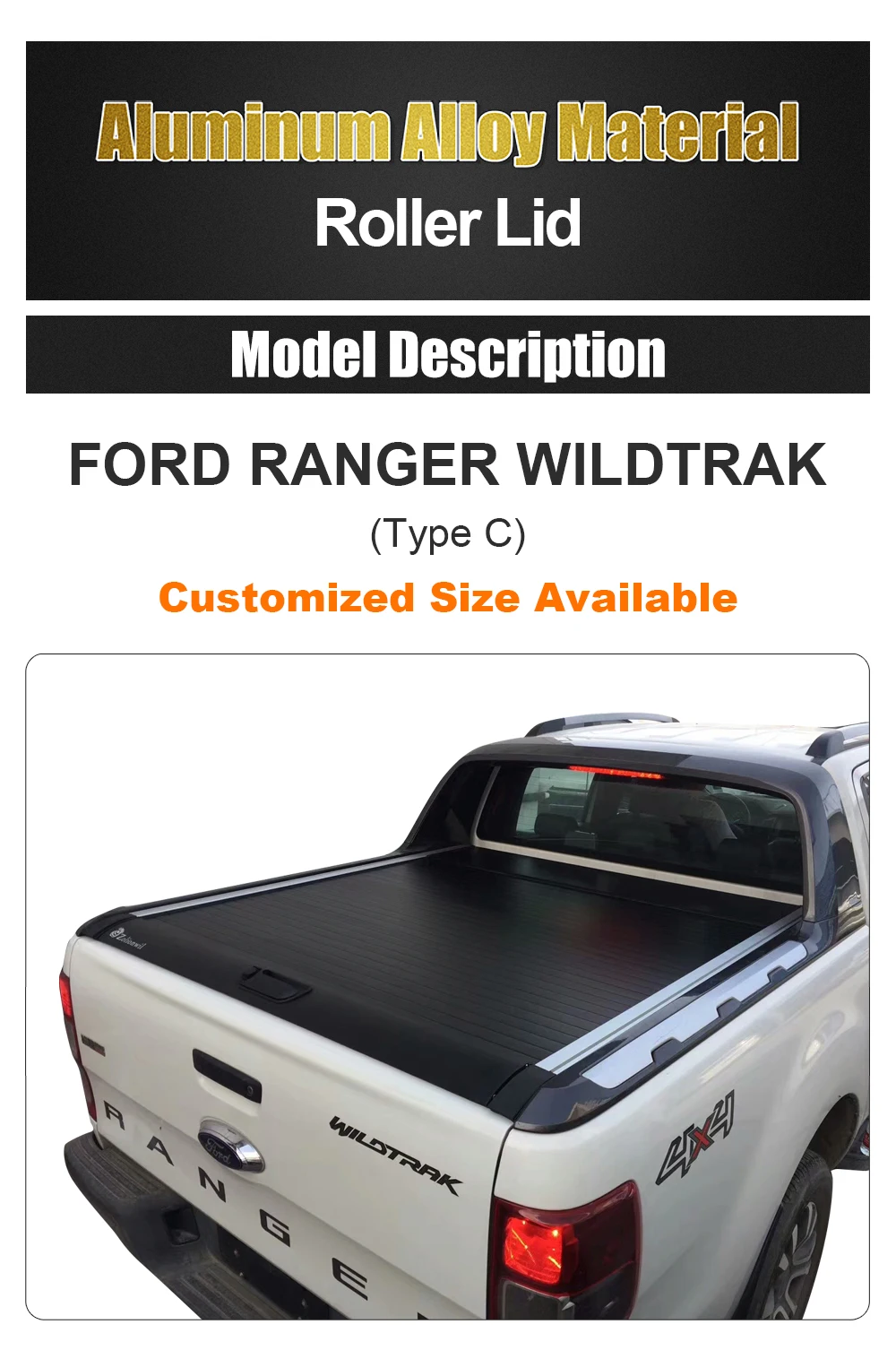 Zolionwil 4X4 Roller Shutter Bed Cover Roller Lid Manual Roll up Tonneau Cover for 2012-2021 Ford Ranger Xlt Double Cab