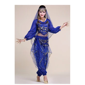 Belly Dance crop top and floral chiffon hip Scarf with strap for dance