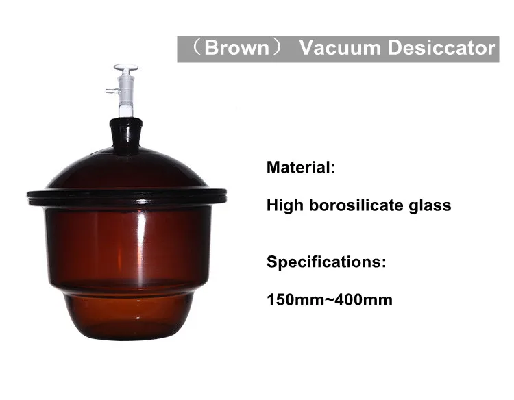  Clear or Amber Glass Vacuum Desiccator With Porcelain Plate