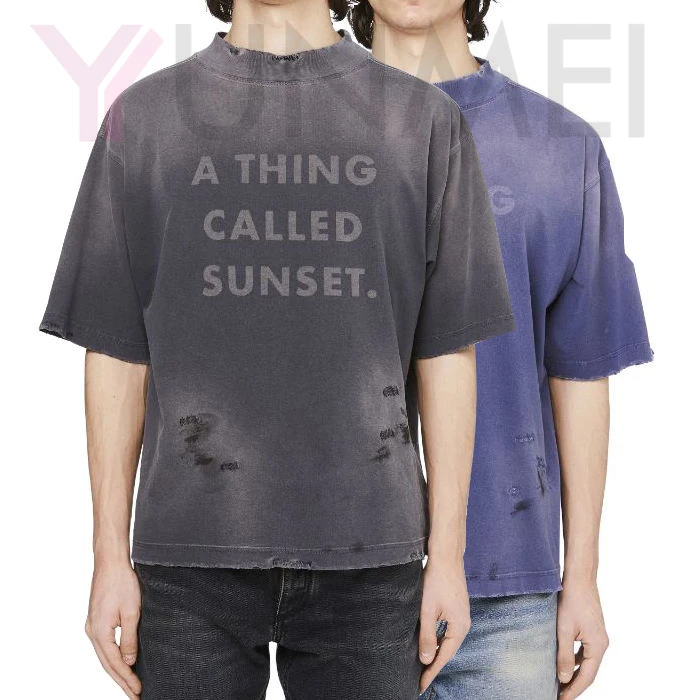 Custom Oversize Acid Wash Sun Fade Bleached Boxy T Shirt